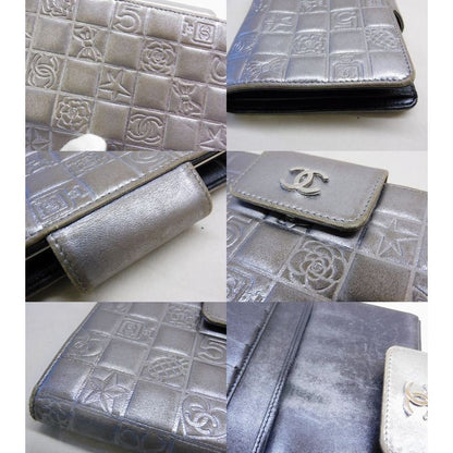 Chanel Icon Wallet Clasp Silver Leather CC Logo 7K — view 5