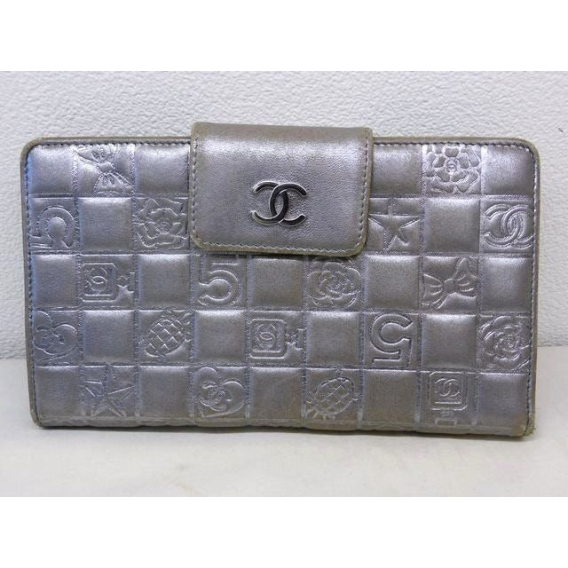 Chanel Icon Wallet Clasp Silver Leather CC Logo 7K