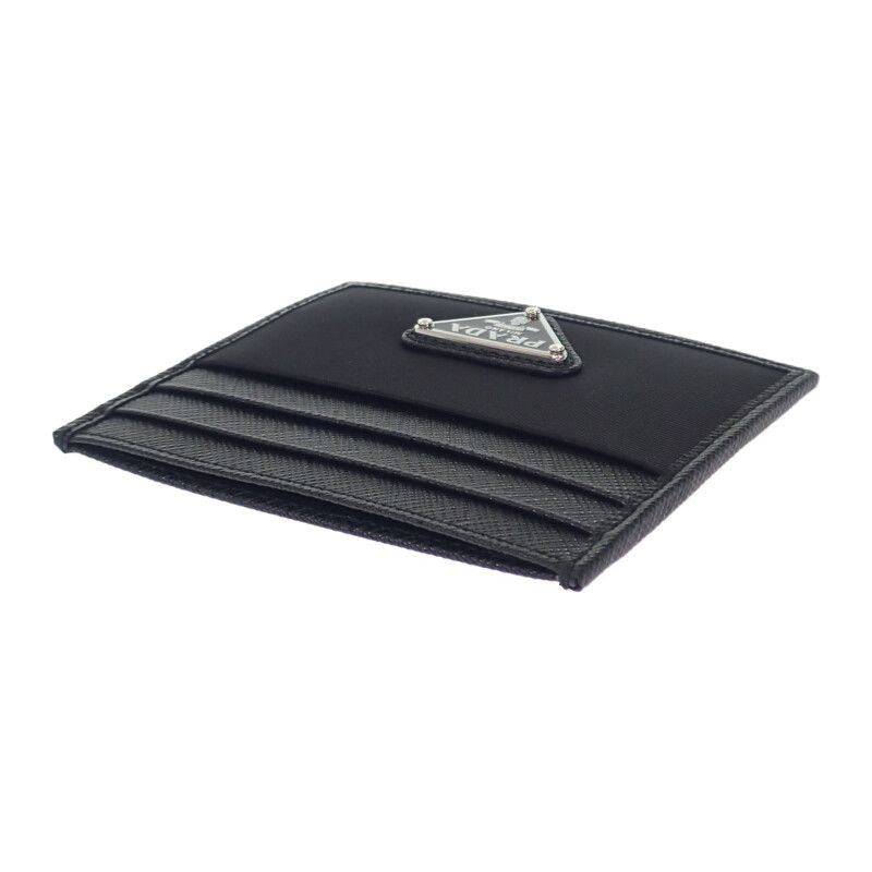 Prada Re-nylon X Saffiano Leather 2mc025_2dmh_f0002 Card Case Nylon Black