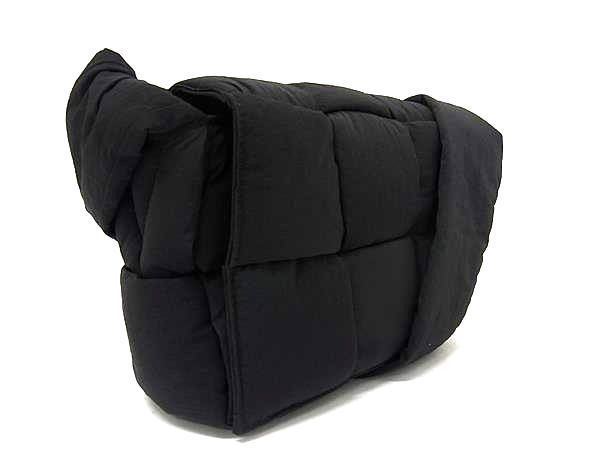 Bottega Veneta Maxi Intrecciato Nylon Cross Body Shoulder Bag Black Ff8842