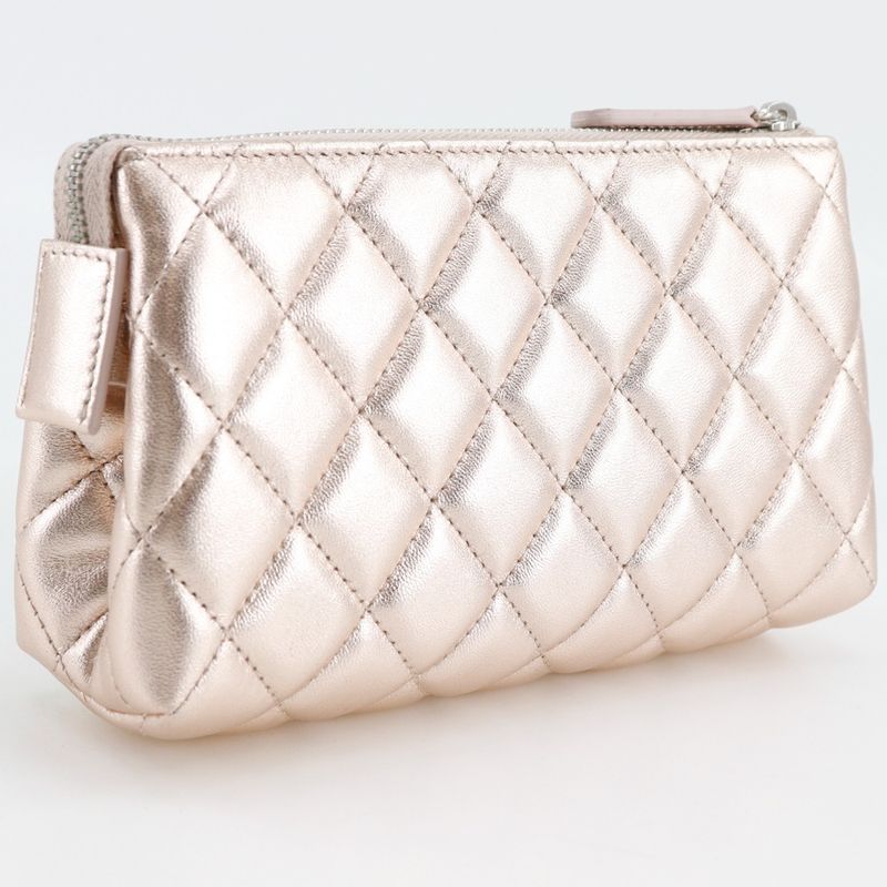 Chanel Matelasse A69259 Lambskin Metallic Pink Women's Pouch