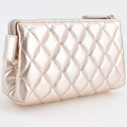 Chanel Matelasse A69259 Lambskin Metallic Pink Women's Pouch