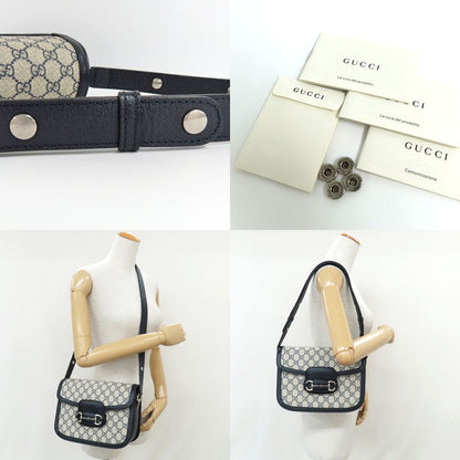 Gucci Horsebit 1955 Medium 602204 Shoulder Bag Navy - GG Supreme