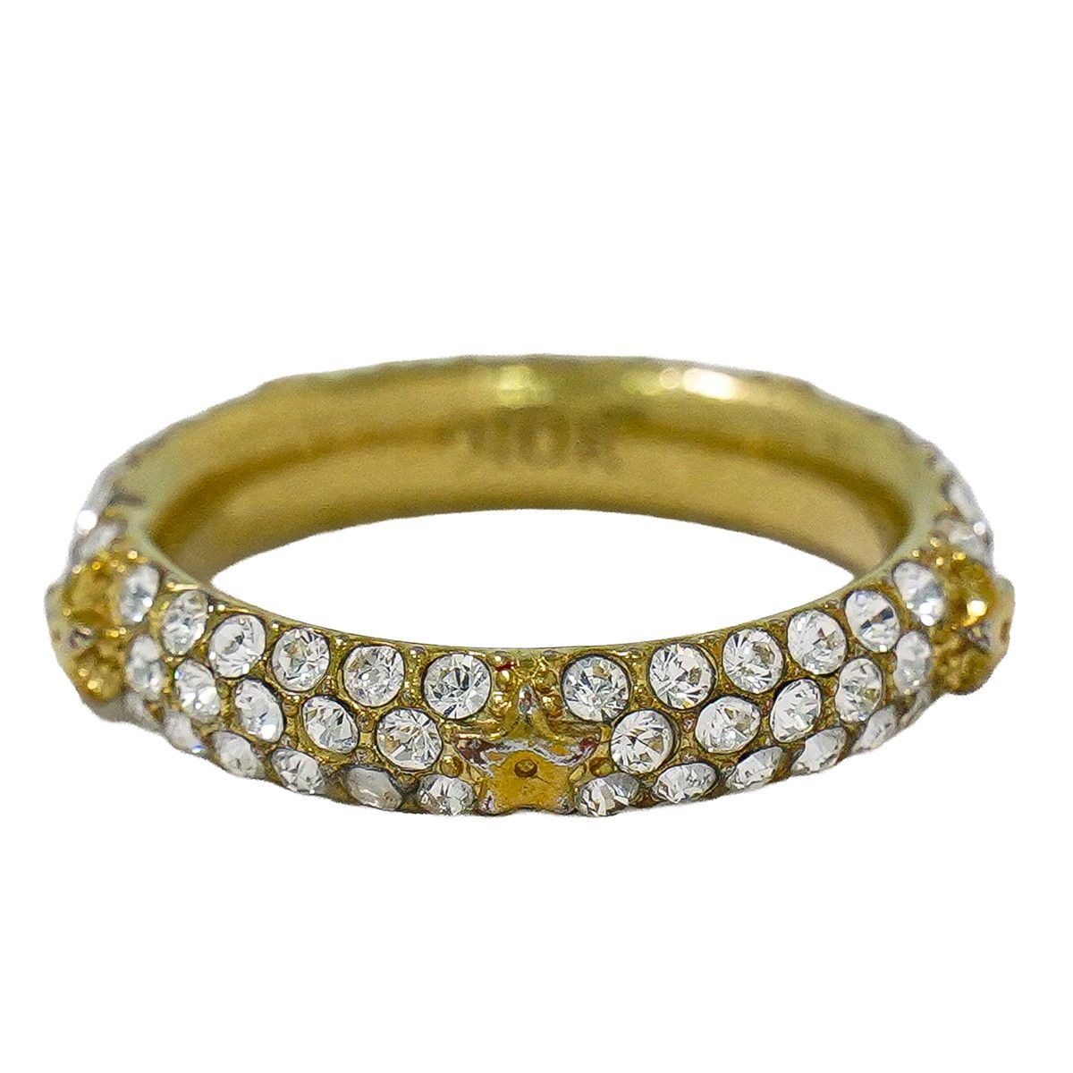 Dior Star Motif Line Stone Ring M Gold Plated
