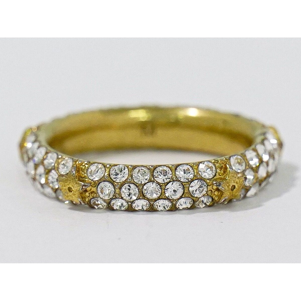 Dior Star Motif Line Stone Ring M Gold Plated — view 4