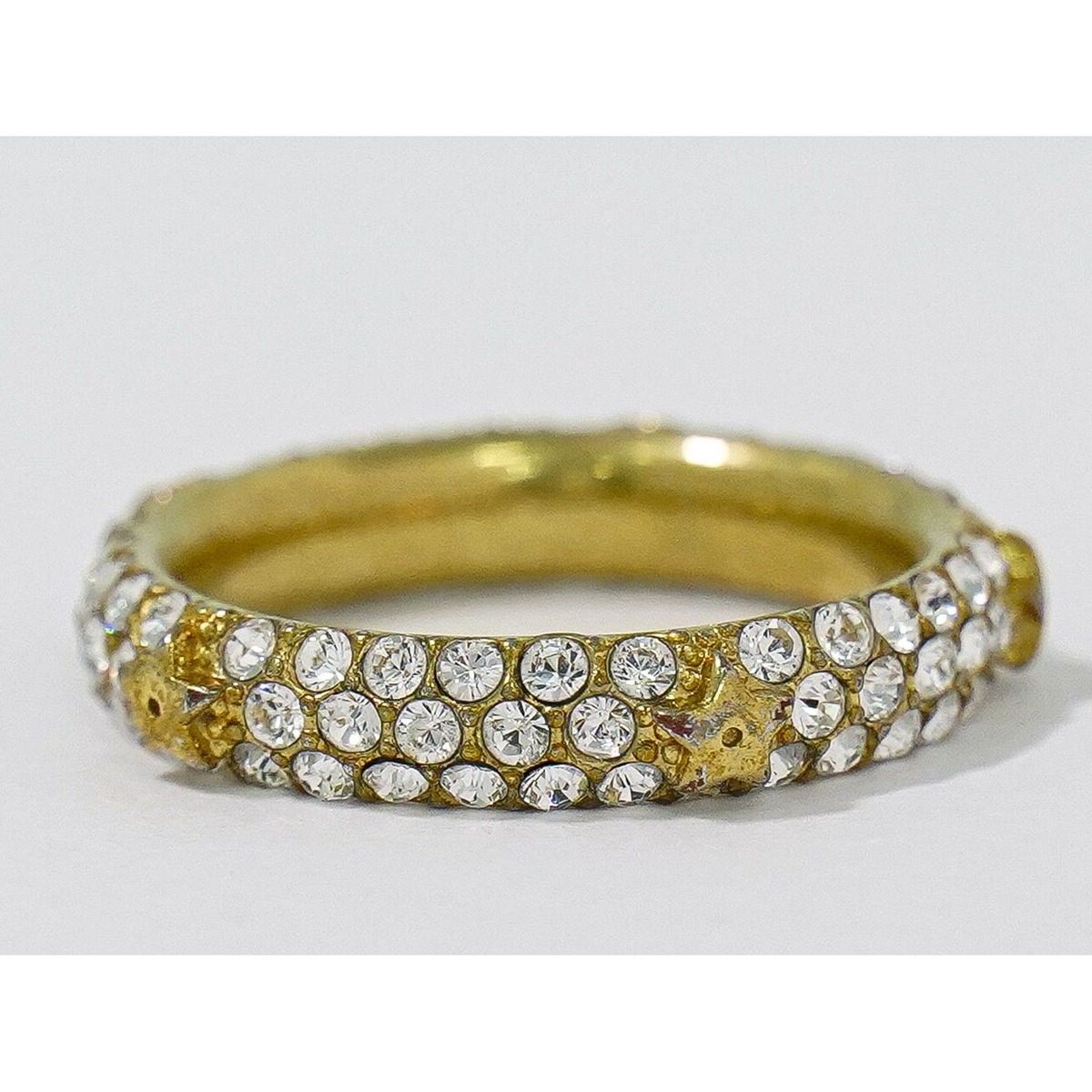 Dior Star Motif Line Stone Ring M Gold Plated — view 5