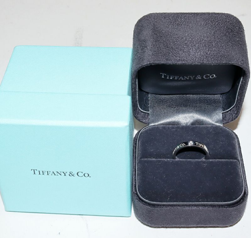 Tiffany & Co Ring Pt950 Diamond 3P (007ct) T&CO Band Ring With Flat Band Ring