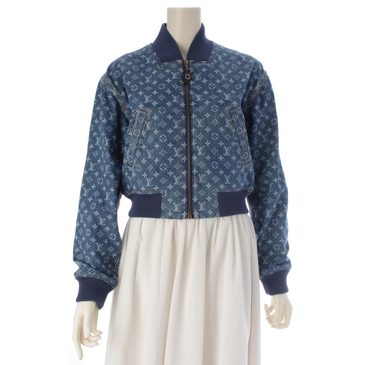 Louis Vuitton Cotton Monogram Denim Cropped Jacket Blue 34