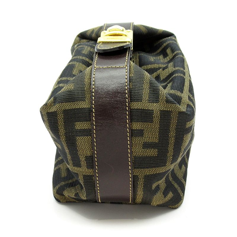 Fendi Vanity Mini Handbag 26360 Canvas Leather Ladies Handbag Brown Excellent