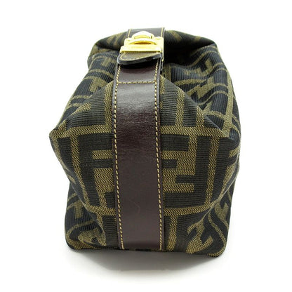 Fendi Vanity Mini Handbag 26360 Canvas Leather Ladies Handbag Brown Excellent