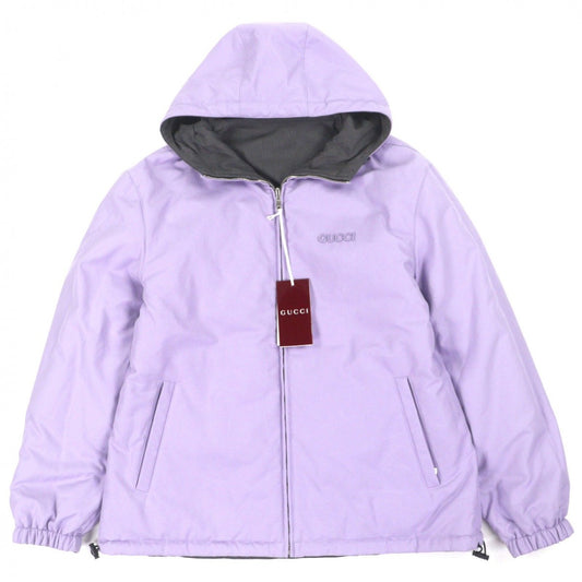 Gucci GG Pattern Logo Embroidery Reversible Hooded Padded Zip Up Jacket