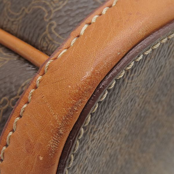 Celine Handbag Macadam Half Moon PVC Leather Brown Gold Hardware Brown Mini