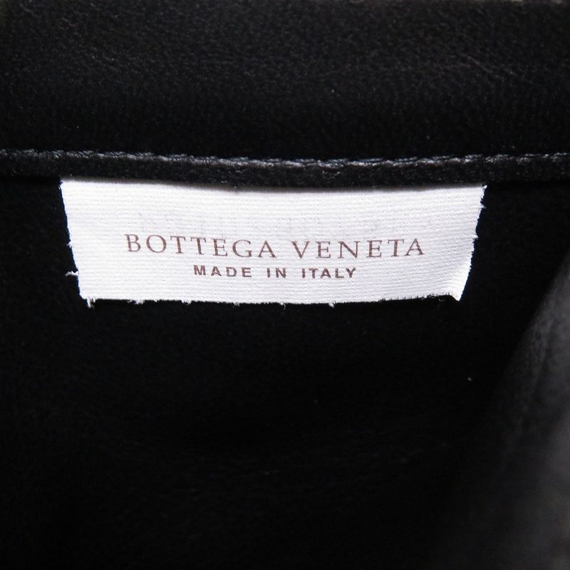 Bottega Veneta Intrecciato Compact Wallet Leather Black Trifold Wallet Purse