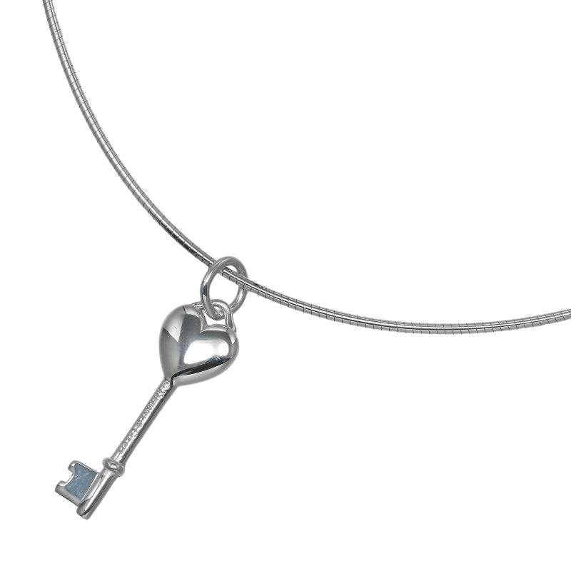 Tiffany & Co Heart Key Choker Silver 925 Ladies 6.7g Necklace