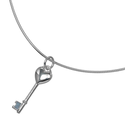 Tiffany & Co Heart Key Choker Silver 925 Ladies 6.7g Necklace