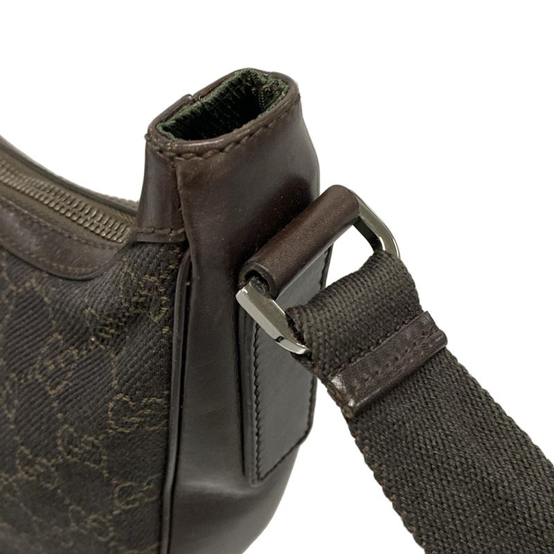 Gucci Shoulder Bag GG Pattern 101682 Dark Brown Leather