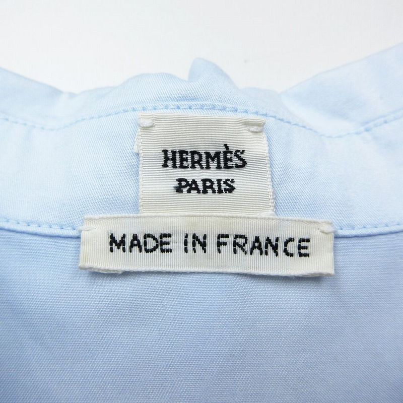 Hermes 21ss Light Fabric Cotton Shirt Coat Outer Light Blue Size S *16-7352