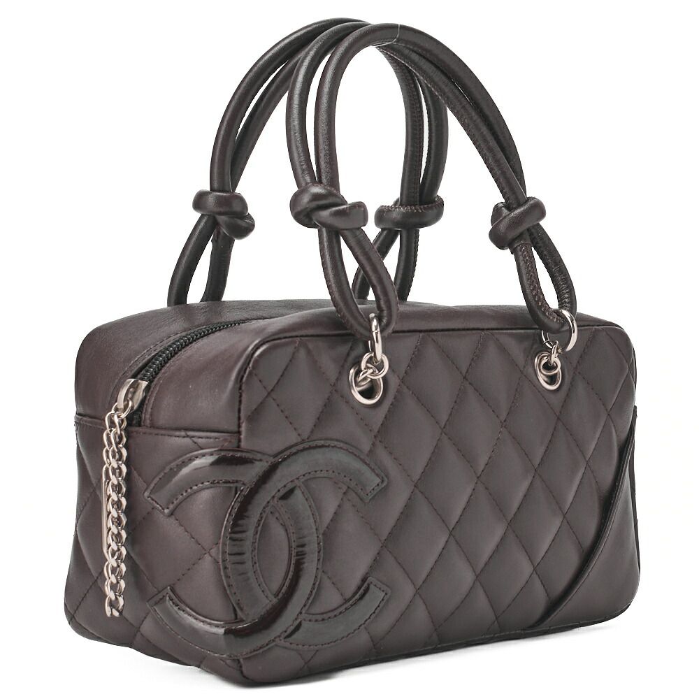 Chanel Cambon Line Calfskin And Enamel Mini Tote Bag In Brown With Silver