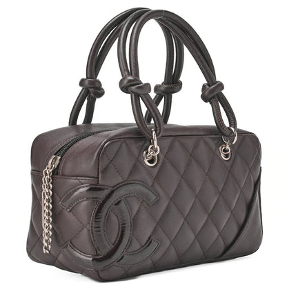 Chanel Cambon Line Calfskin And Enamel Mini Tote Bag In Brown With Silver