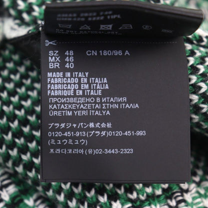 Prada 2022 Umb429 30% Cashmere Mockneck Jacquard Knit With Triangle Patch Green