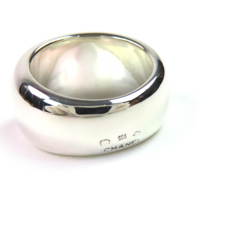 Chanel Sv925 Logo Engraved Wide Ring - Ring Accessory Silver Size Approx 11