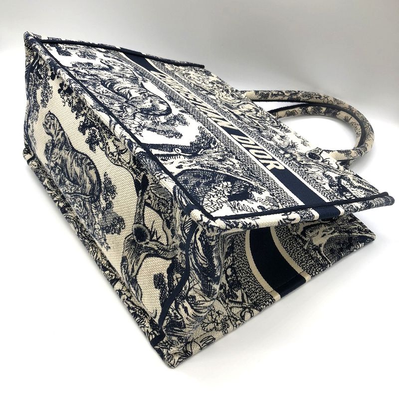 Christian DIOR Book Tote Medium Toile De Jouy Sauvage Tote Bag Navy Taiga -