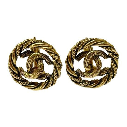 Chanel Earring Cocomark Vintage Round Plated Cocomark Old Product