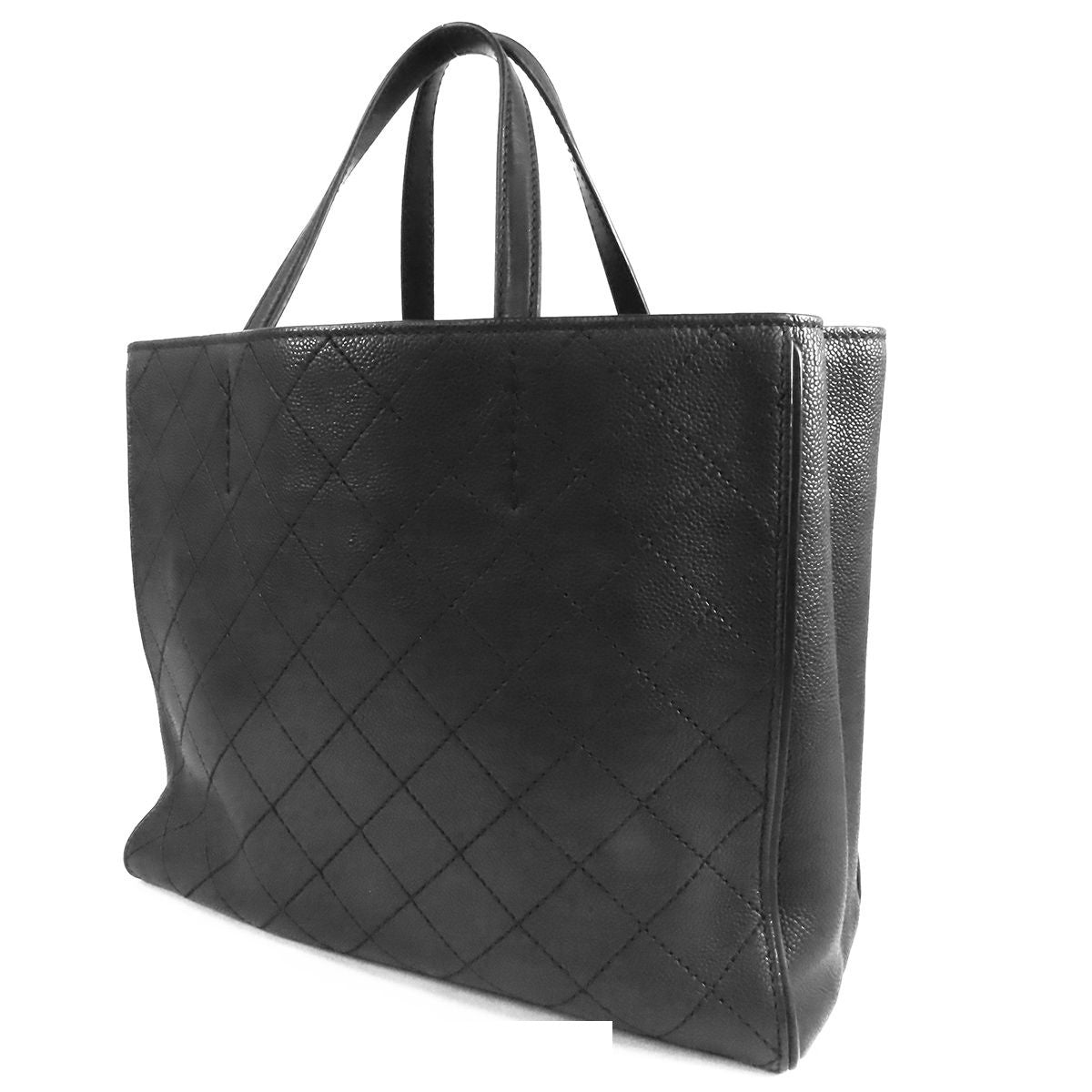 Chanel Wild Stitch Black Silver Caviar Leather 2-Way Tote Shoulder Bag — view 2