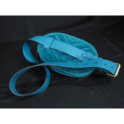 Gucci Waist Bag GG Marmont Blue Velvet Gold — view 5