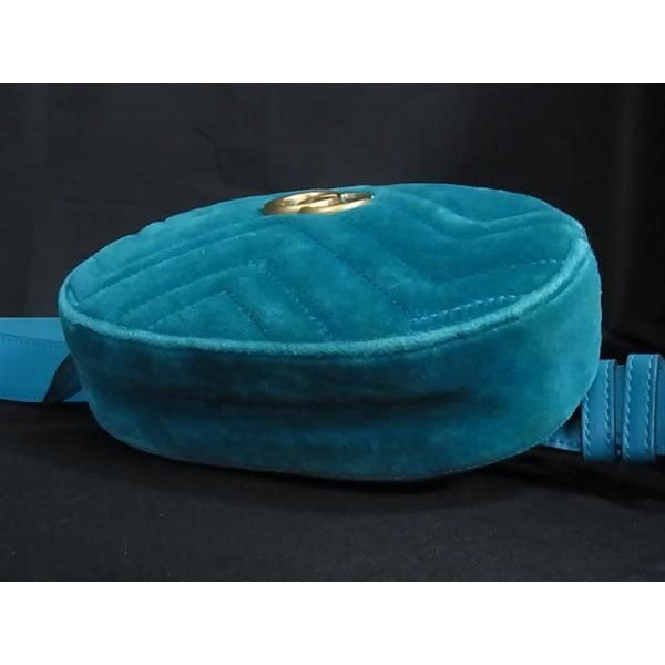 Gucci Waist Bag GG Marmont Blue Velvet Gold — view 7