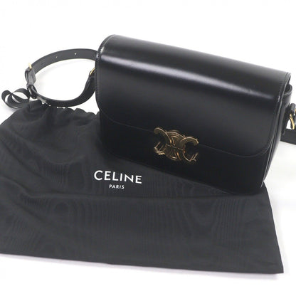 Celine Teen Shiny Calfskin Leather Triomphe Shoulder Bag Black Gold — view 2