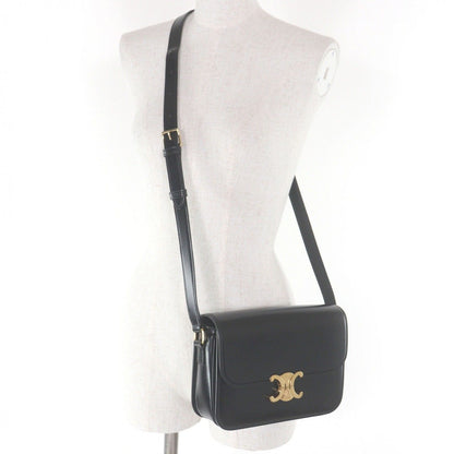 Celine Teen Shiny Calfskin Leather Triomphe Shoulder Bag Black Gold — view 3