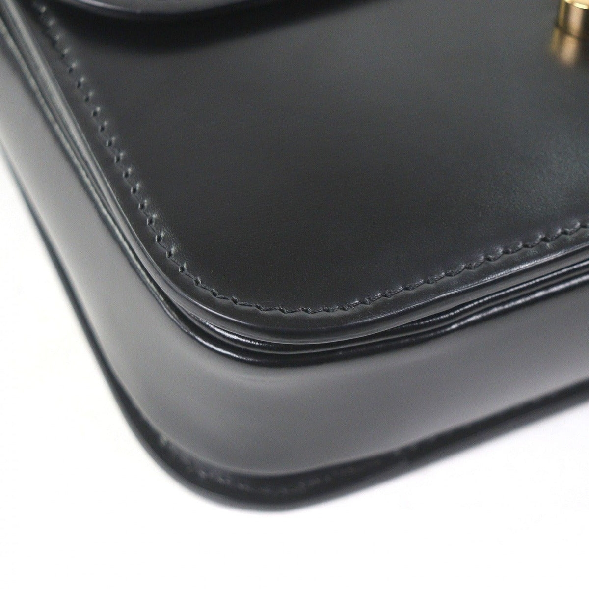 Celine Teen Shiny Calfskin Leather Triomphe Shoulder Bag Black Gold — view 6