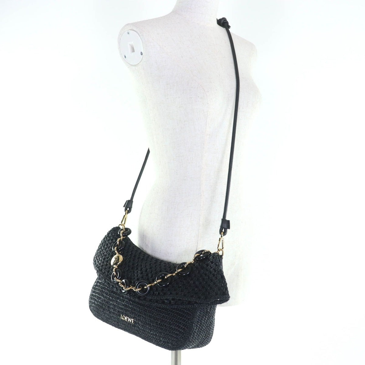 Loewe Ora Raffia Leather with Logo Hardware 2-Way — view 8