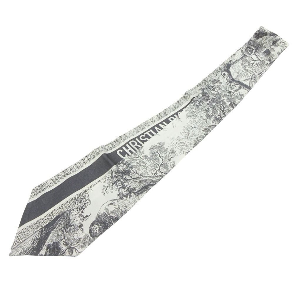 Dior Mitzah Toile de Jouy Sauvage Ribbon Twill Gray Scarf