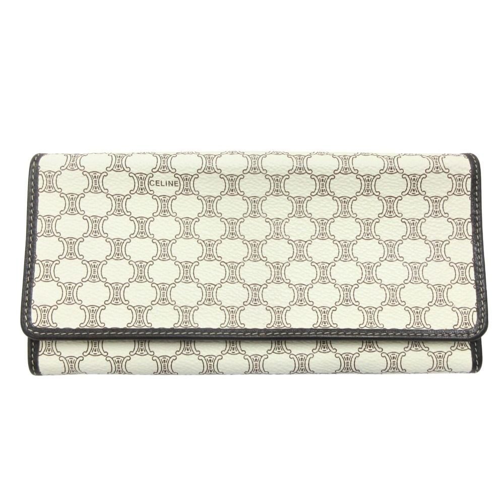 Celine Wallet Case Bifold Macadam Pattern Ysoo 46 White Brown