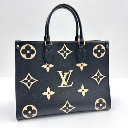 Louis Vuitton On The Go MM 2-Way Handbag Monogram Black Beige