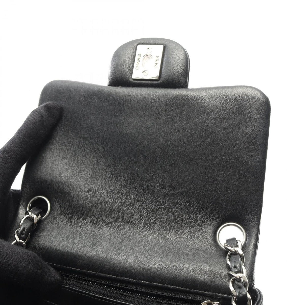 Chanel Shoulder Bag Mini Quilted Black Lambskin — view 7