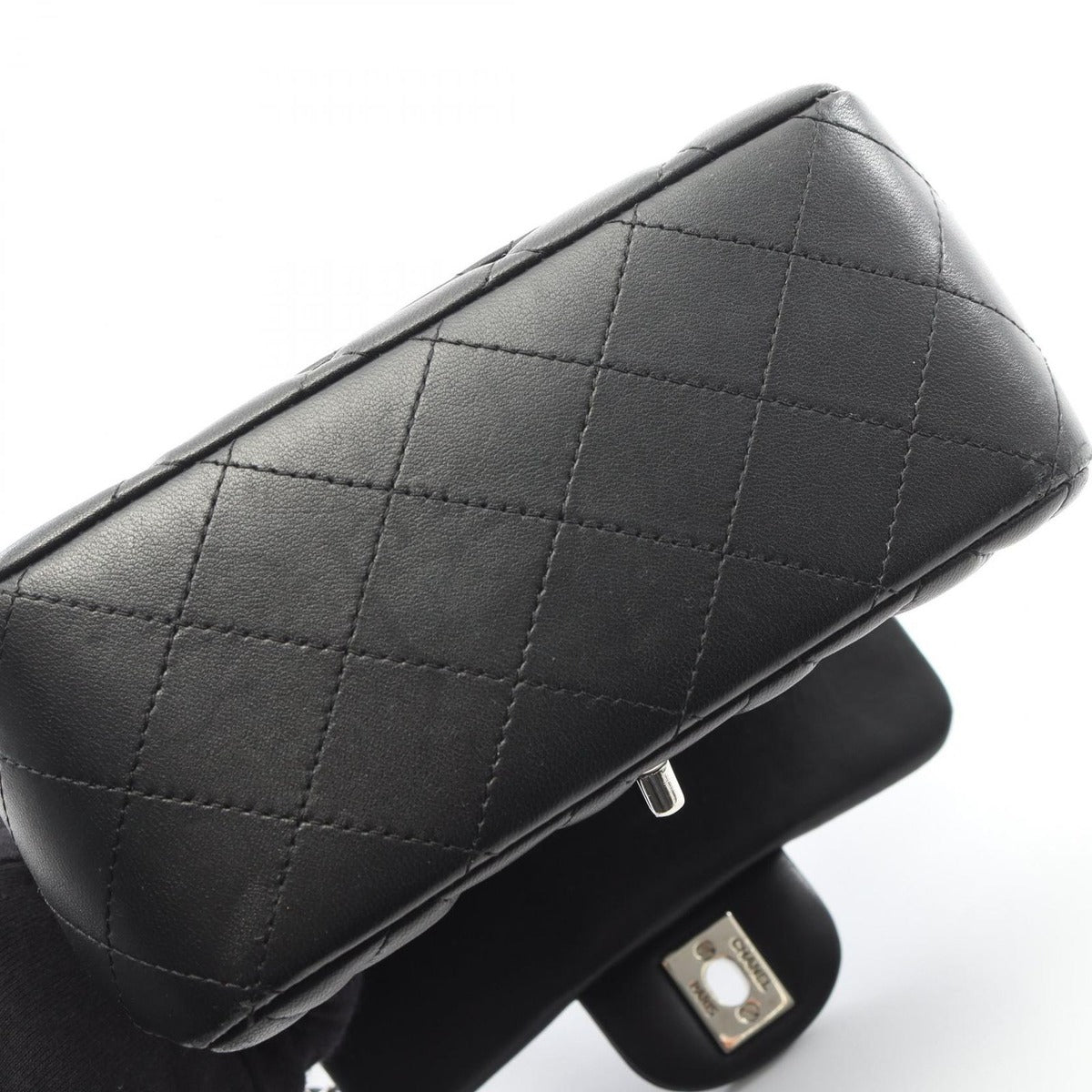 Chanel Shoulder Bag Mini Quilted Black Lambskin — view 10