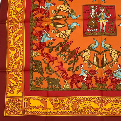 Hermes Carre 90 Early America Scarf With Animal Print Of The Good Old USA Silk