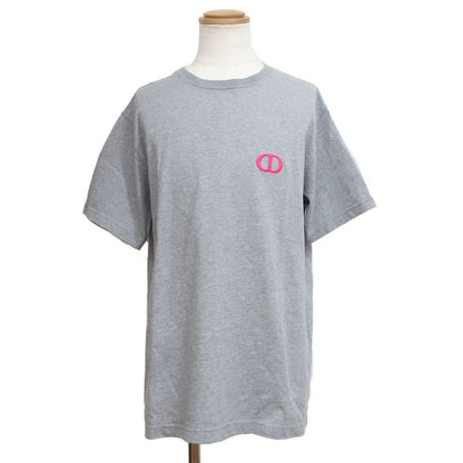 Christian Dior CD Icon T-Shirt 943 J605 F0554 Gray Crew Neck Embroidery