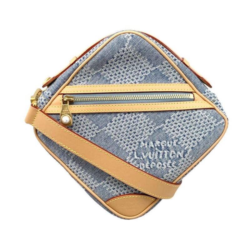 Louis Vuitton Shoulder Bag Chess Messenger N40706 Damier Denim Blue Beige Louis