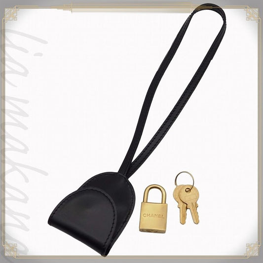 Chanel Coco Logo Padlock Cadenna Key Clochette with Case Charm Calf Leather GP