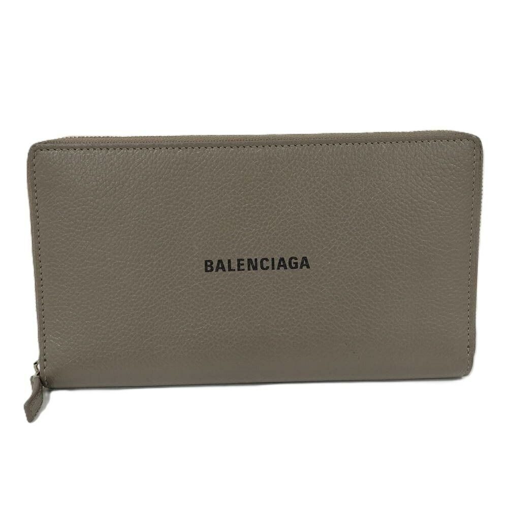 Balenciaga Wallet Round Fastener Leather Grey Ju