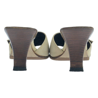 Gucci - Metal Buckle Square Toe Heeled Sandals - 34 - Beige - Women's