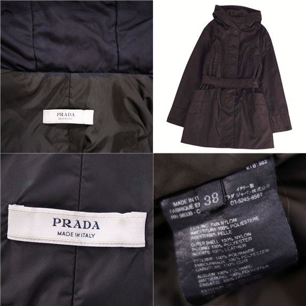 Prada Coat Hooded Cotton Nylon None Outerwear Rede
