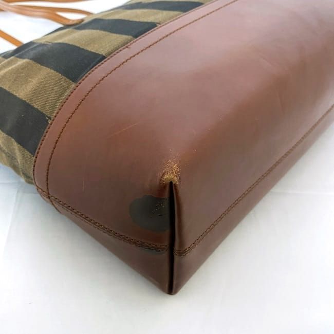 Fendi Tote Bag Khaki Brown Pecan 8bh185 Excellent Condition