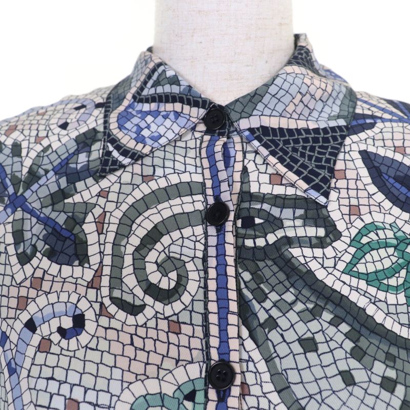 Hermes Pavement 100% Silk Margiela Period All-over Design Long-sleeved Shirt