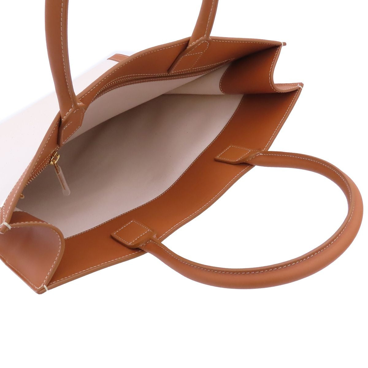 Celine Vertical Cabas Natural Brown Canvas Leather Tote Bag — view 5