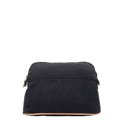 Hermes Bo Reed MM Black Canvas Leather Handbag